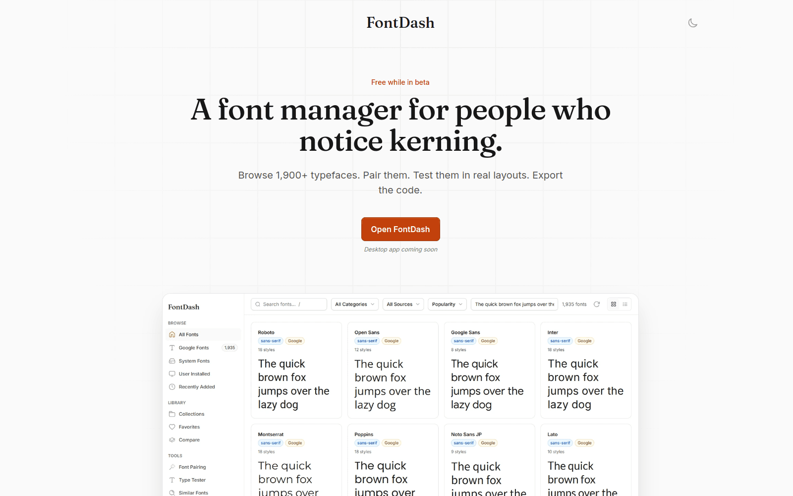 FontDash preview